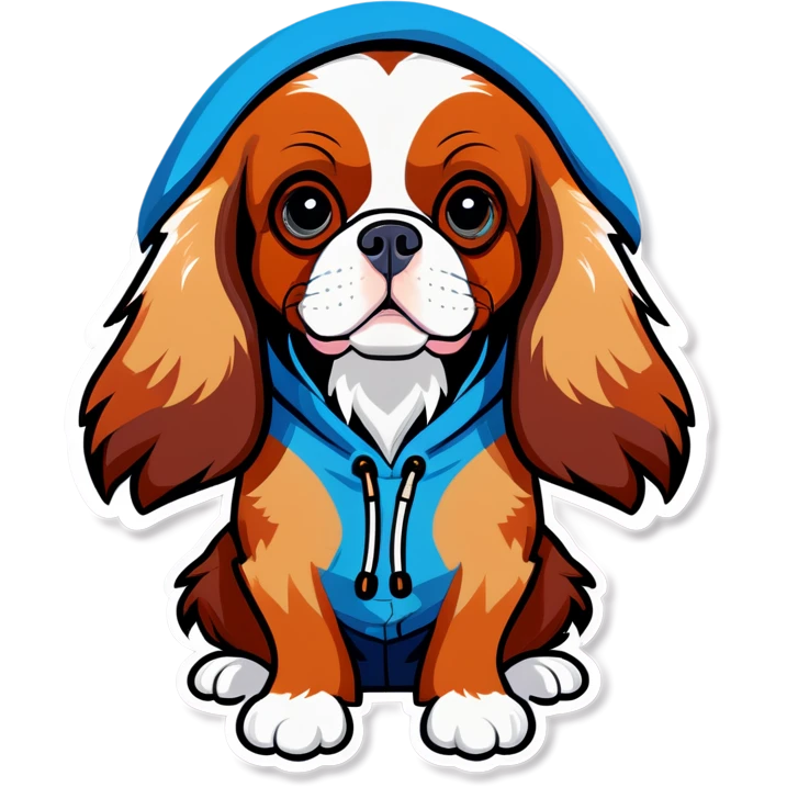 Cavalier, King Charles spaniel wearing a hoodie ￼ emoji