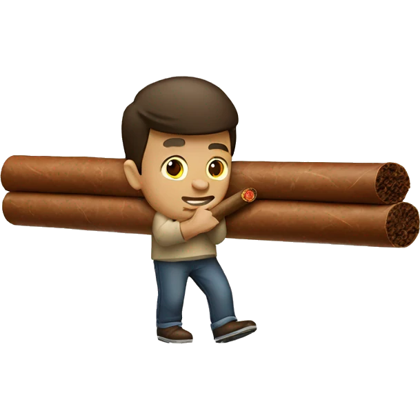 Dude rolling a backwood cigar emoji