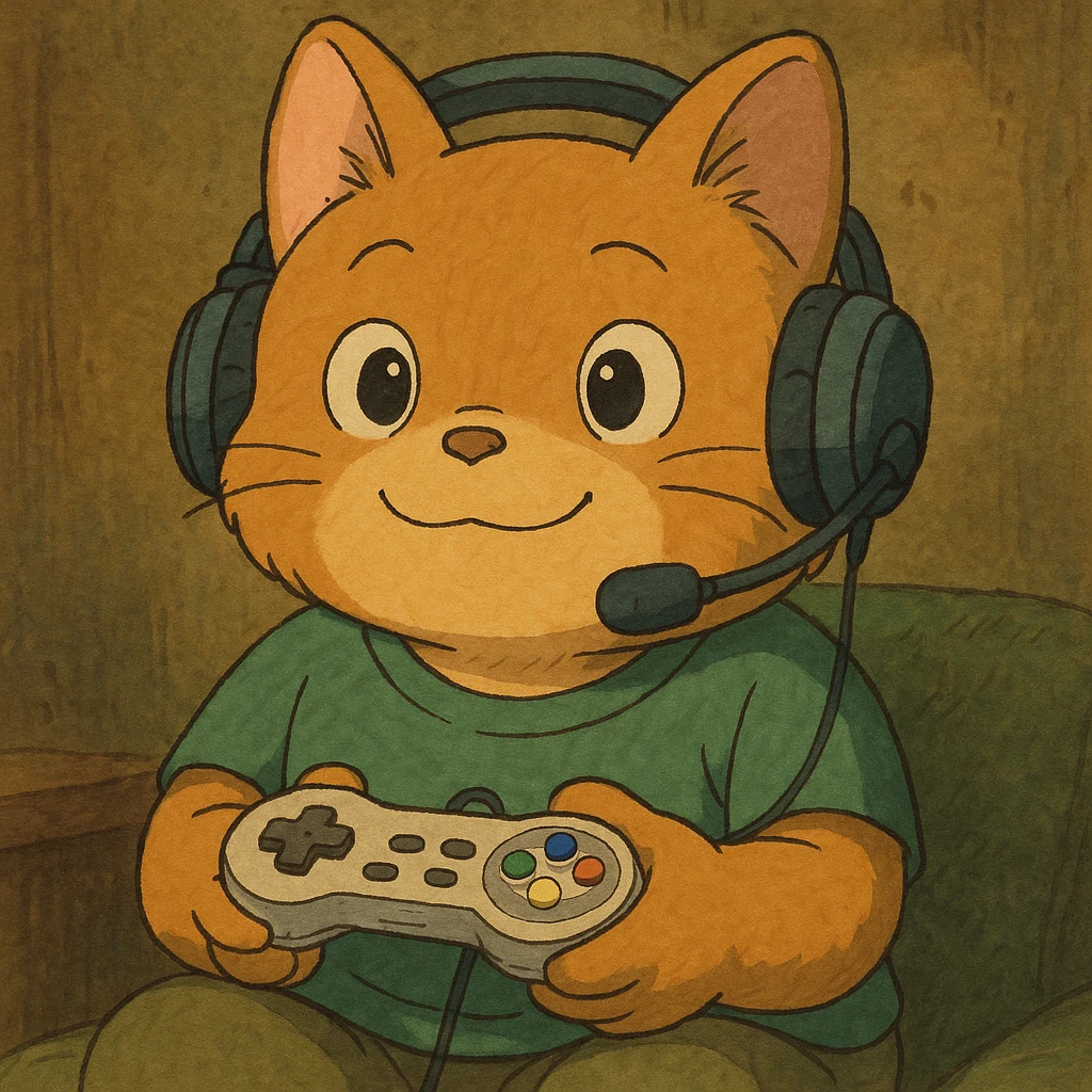gaming mascot with a game controller and gaming headset emoji