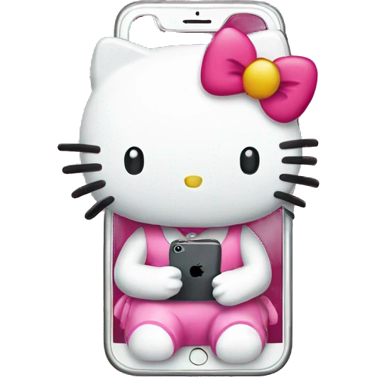hello kitty with an iphone emoji