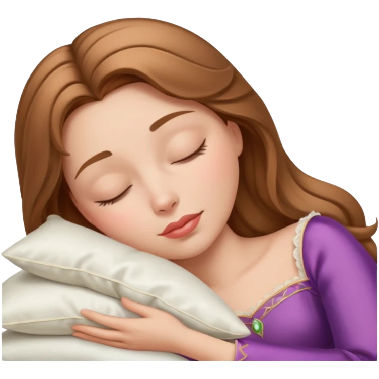 sleeping beauty light brown hair white girl with a silk pillow emoji