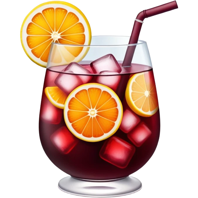 sangria drink with lots of visible ice cubes, wine, fruit slices, extremely cold emoji