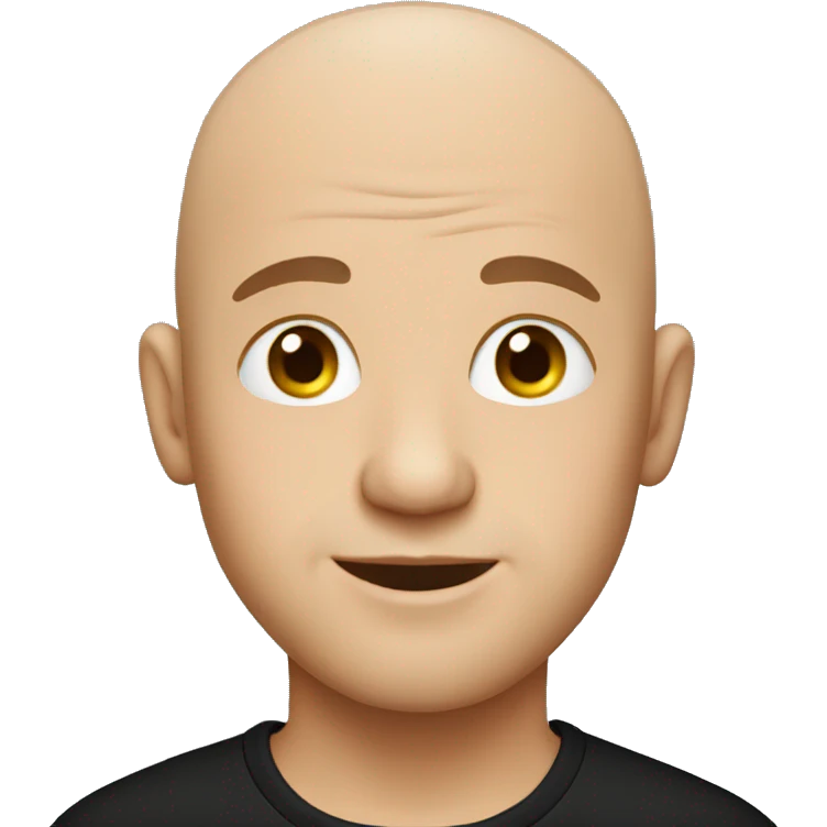 Cute bald man in black shirt emoji