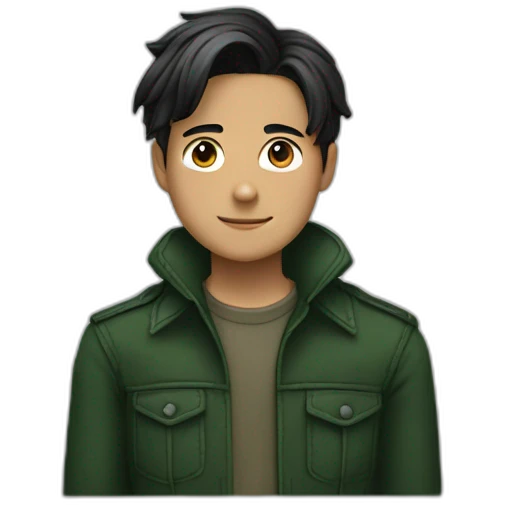 Levi Ackerman wears forest-green clothes emoji