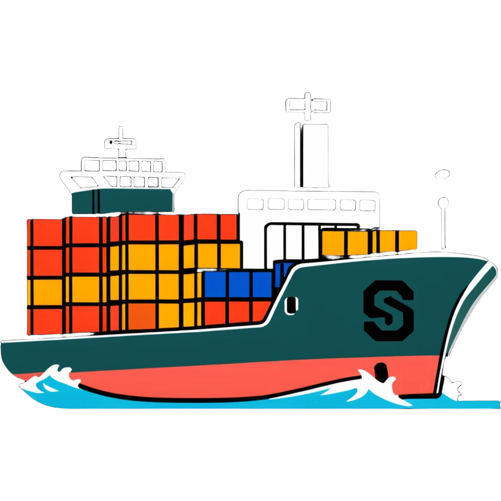 Cargo container ship in ocean emoji