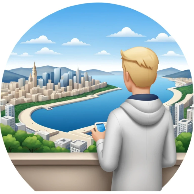 quelqu'un qui admire la vue depuis un point panoramique avec une ville en contrebas
 emoji