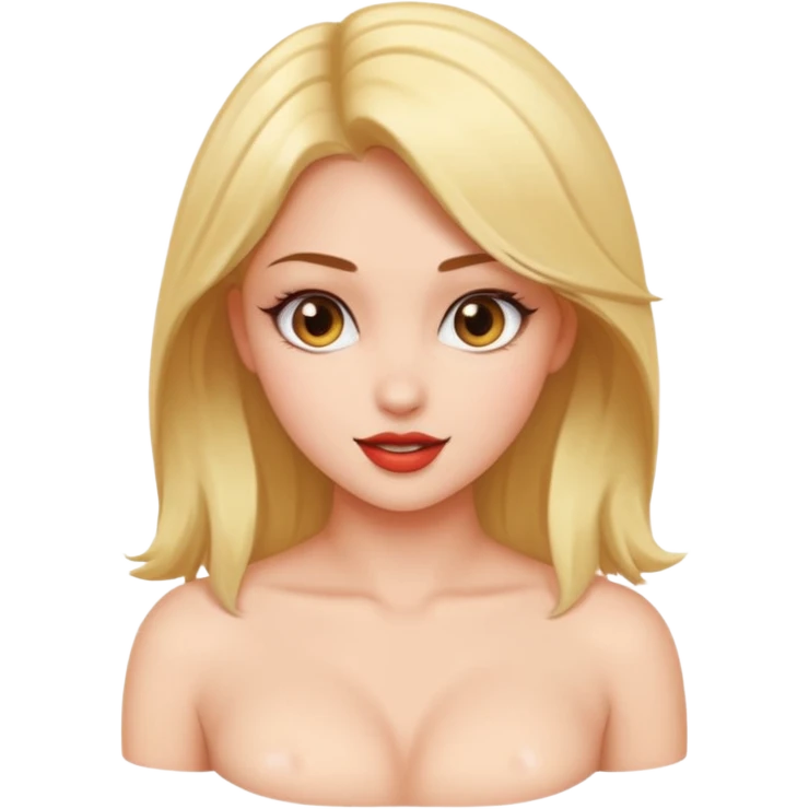 sexy girl with visible bust, playful expression emoji