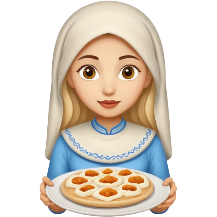 A girl with a plate of khachapuri and khinkali emoji