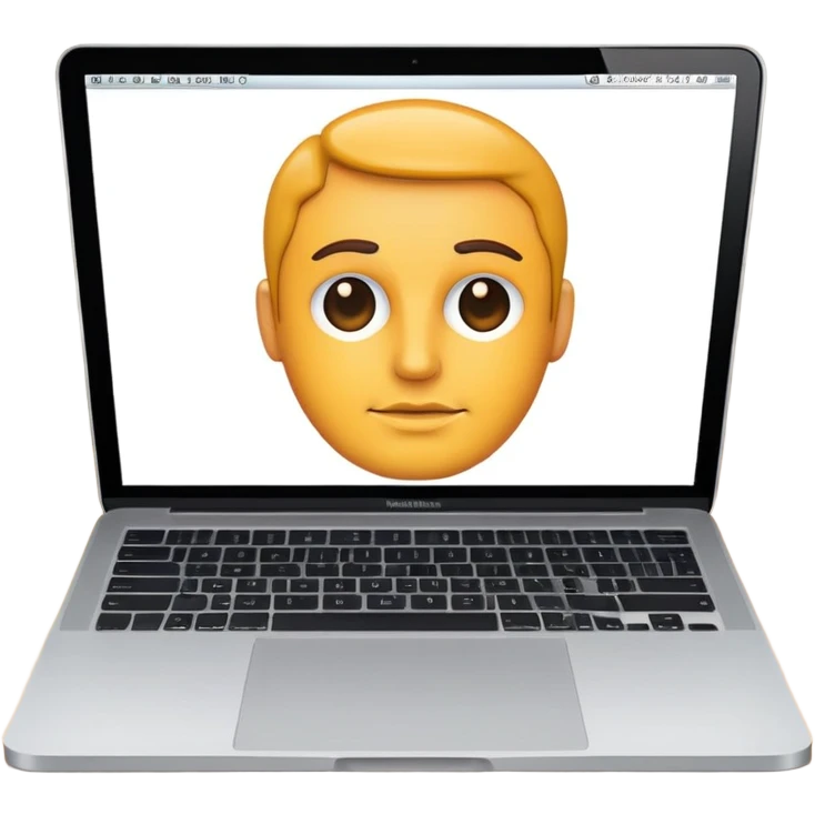 MacBook with a face in an office emoji