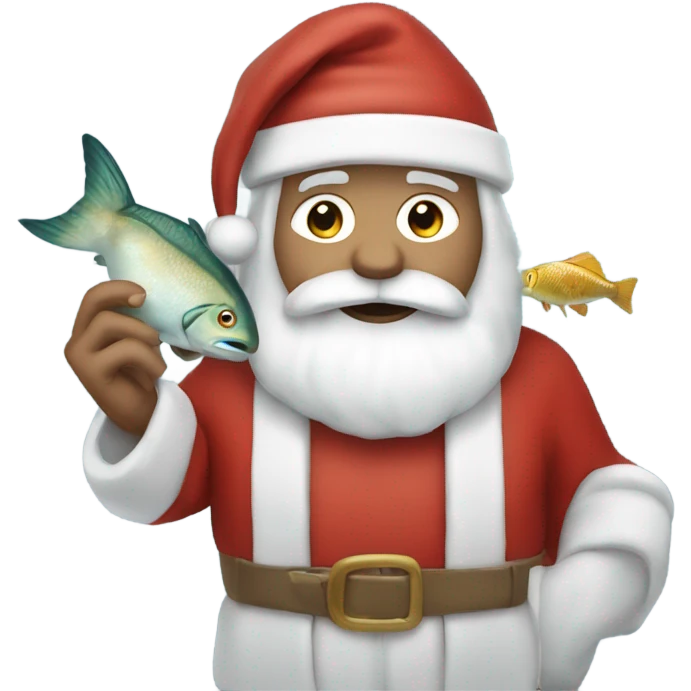 White Santa with fish in his hands  emoji