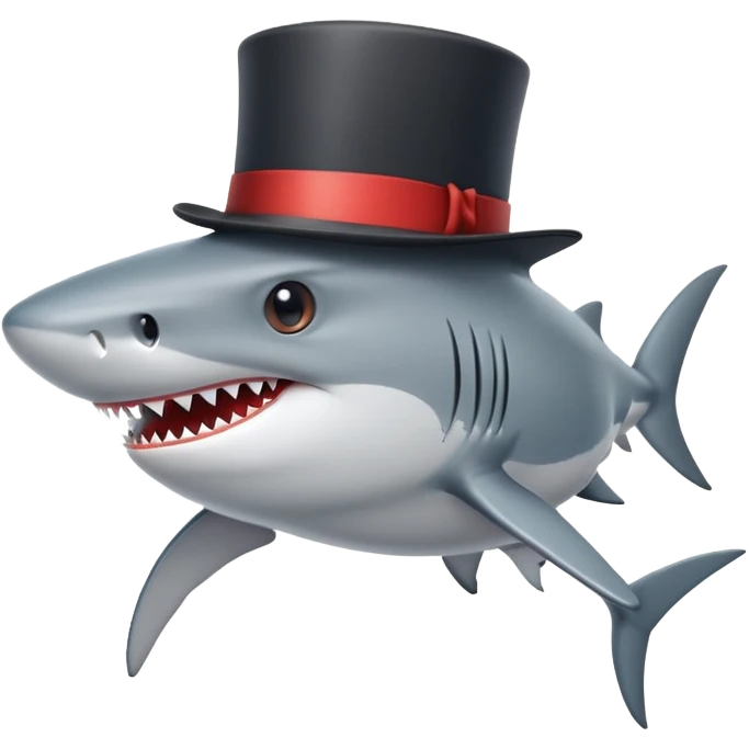 Shark with a top hat emoji