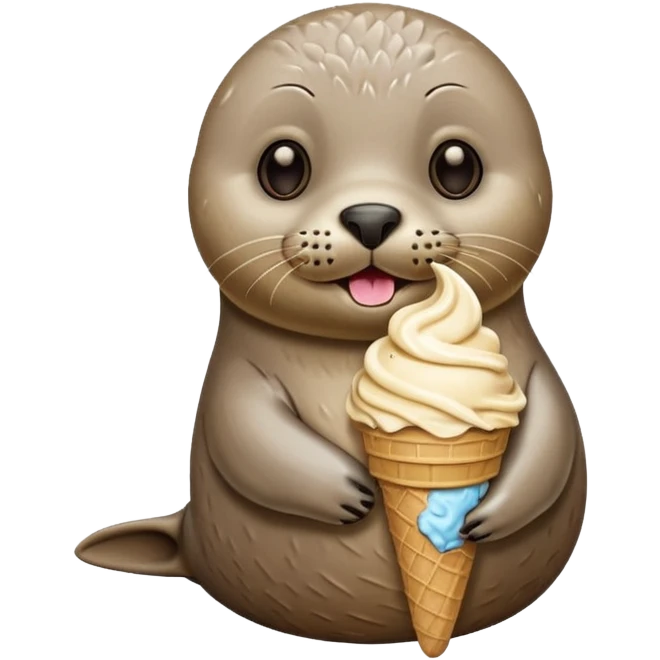 Seal eating ice cream cone emoji