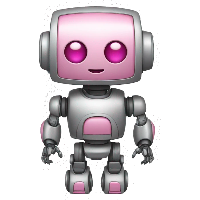 emoji robot gris y rosa simpático de cuerpo entero emoji