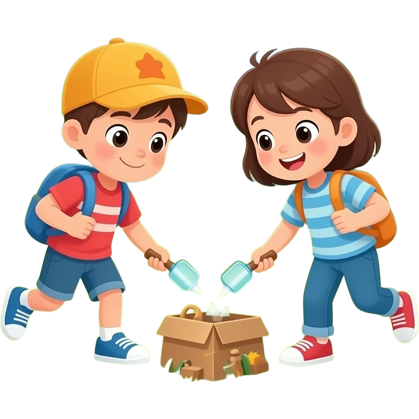 kids playing scavenger hunt in the park emoji