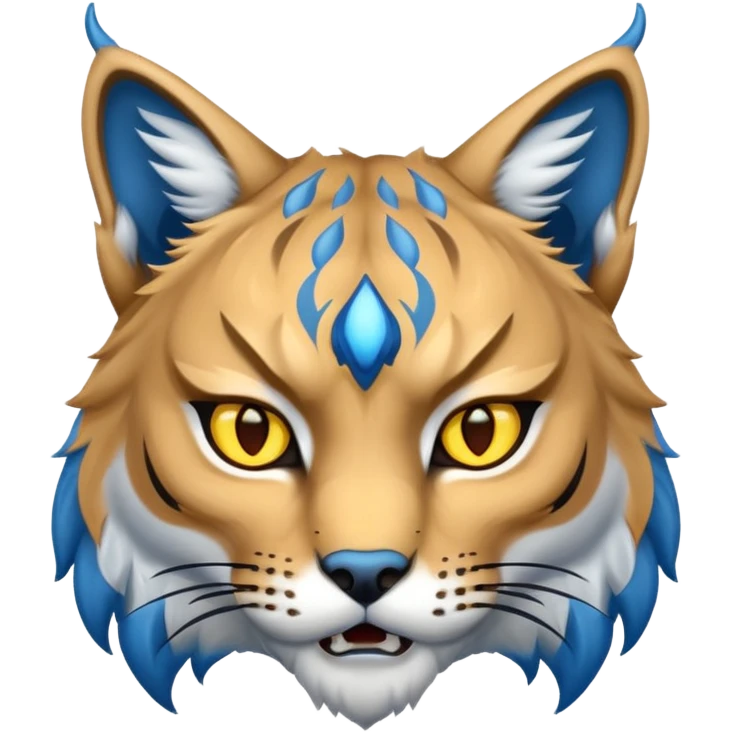 Tête de lynx : très très très féroce et très méchant et tout bleu emoji