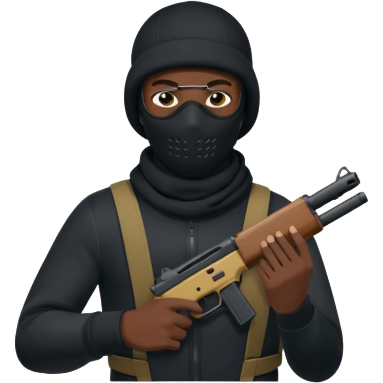 Black man with a black nike ski mask with a glock emoji