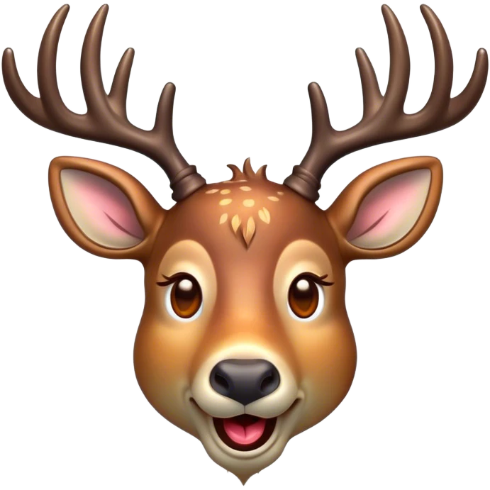 Cinematic Comical Deer Portrait Emoji, Head tilted dramatically with an exaggeratedly amused expression, featuring a sleek dappled coat and whimsically contorted antlers, wide, expressive eyes filled with playful disbelief, Simplified yet hilariously expressive features, highly detailed, glowing with a slightly sassy glow, high shine, dramatic yet playful, stylized with an air of cheeky woodland mischief, bright and endearing, soft glowing outline, capturing the essence of a spirited and over-the-top deer, so meme-worthy it feels like it could side-eye its way into forest folklore instantly! emoji
