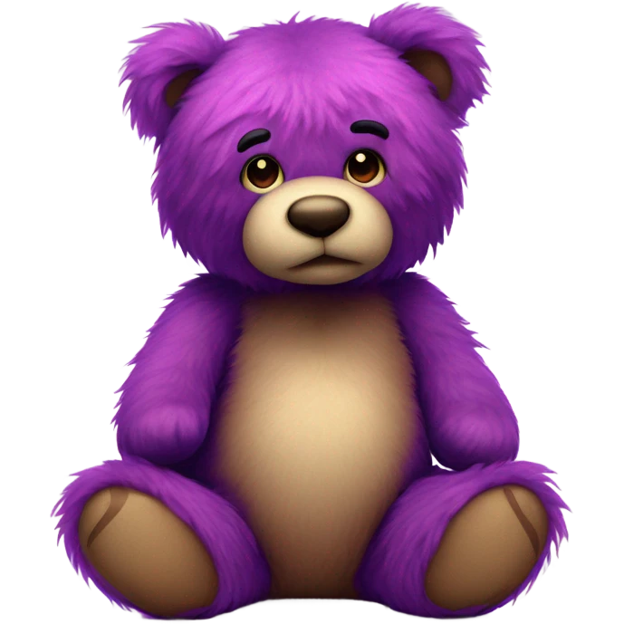 Realistic isolated big full length valentines Day stuffed Teddy Bear with long fluffy hot pink and royal purple hair sitting up. emoji