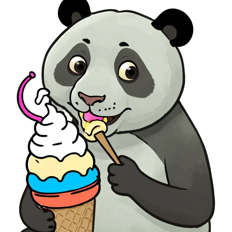 Panda eating ice cream emoji
