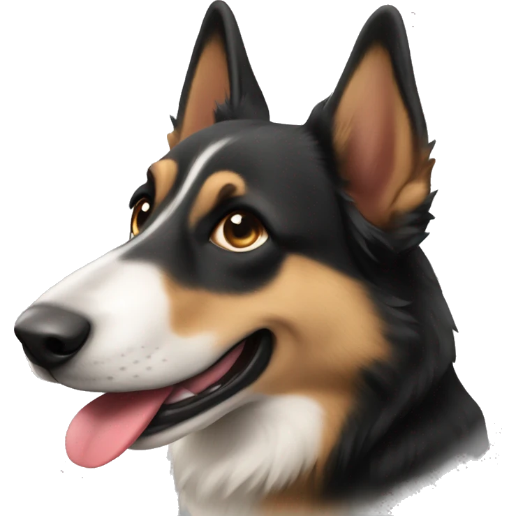 Belguim shepard  with playful tongue emoji