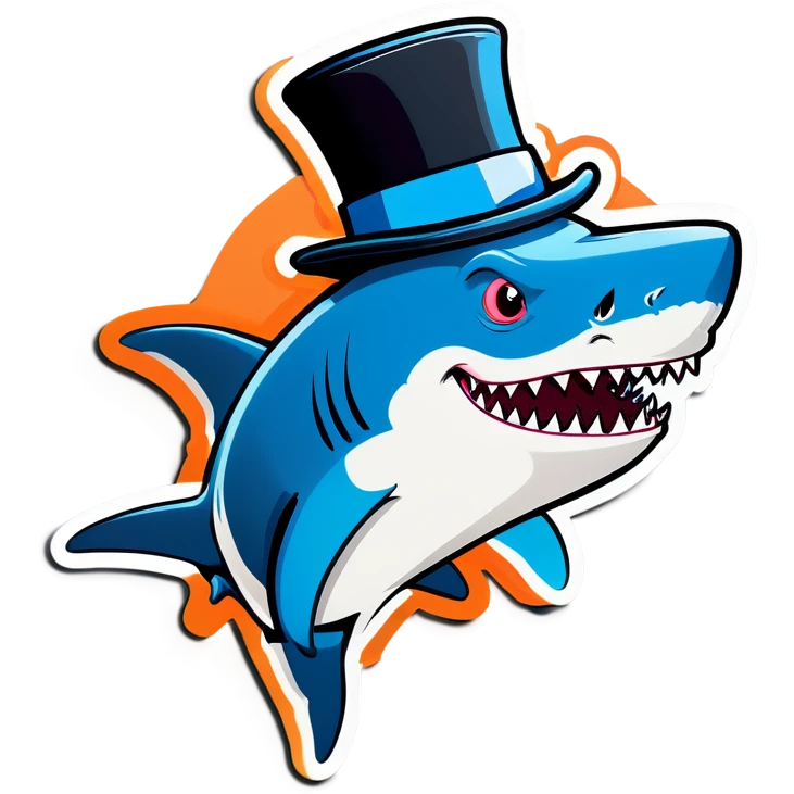 Shark with a top hat emoji