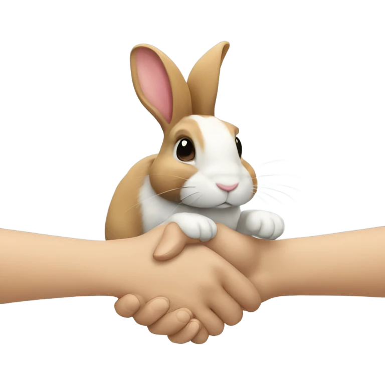 Handshake with a bunny emoji