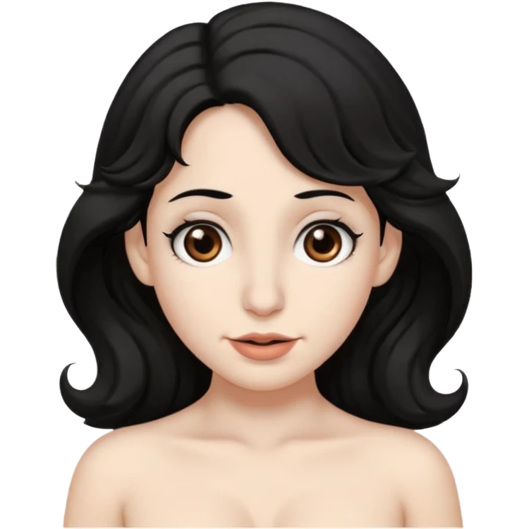 White skin Black wavy hair brown eyes big nose naked boobs emoji