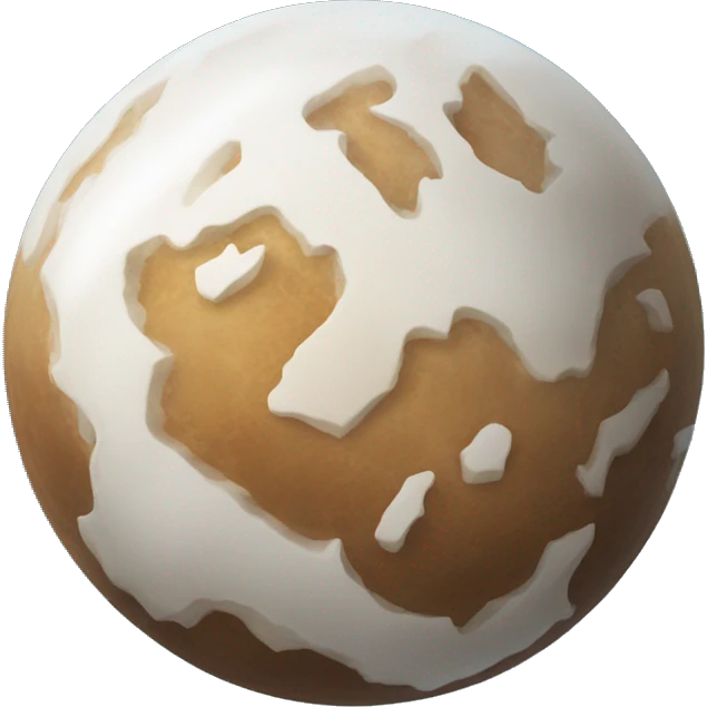 A planet, with icy surface, mostly white and some touch of light brown as colors emoji