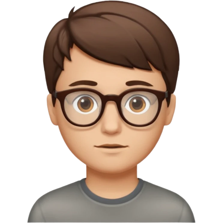 white boy with brown short hair and brown glasses emoji