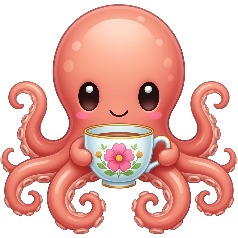 cute Octopus with Teacup emoji