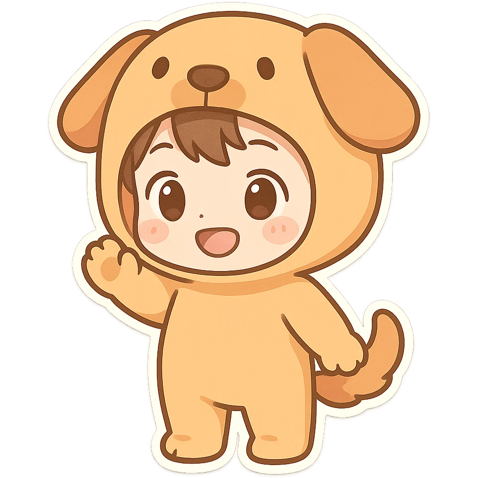 personaje disfrazado de mascota, chibi stickers style emoji