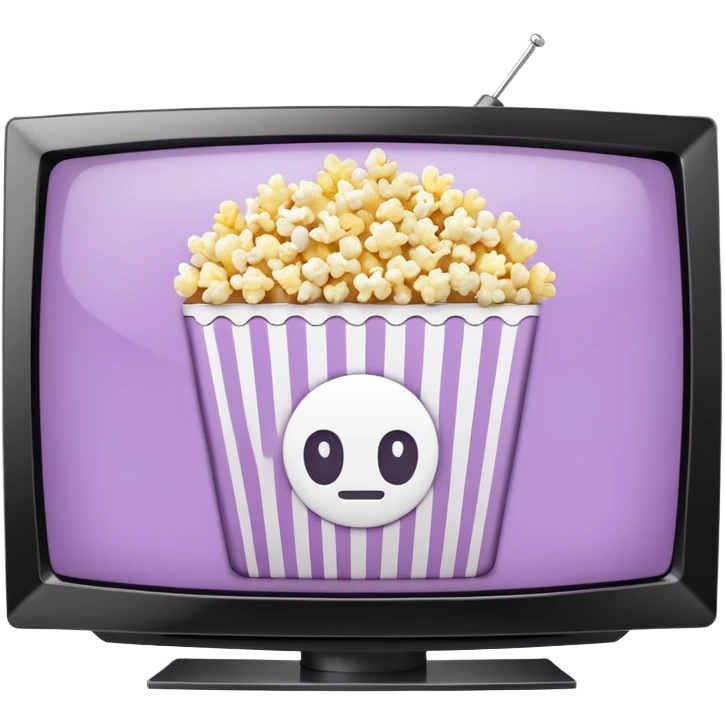 Netflix on a TV screen pale purple qnd popcorn emoji