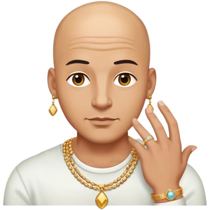 bald man with stylish jewelry emoji
