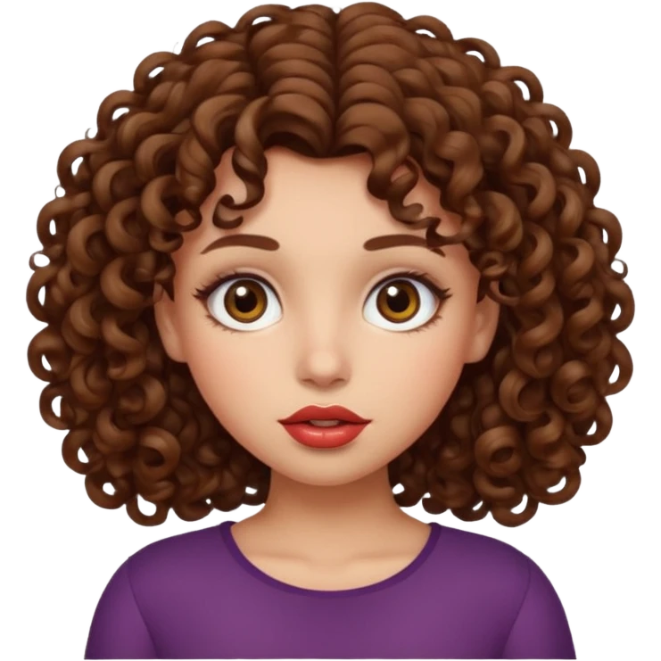 یک دختر مو فرفری با لبای بزرگ و چشای بزرگ emoji