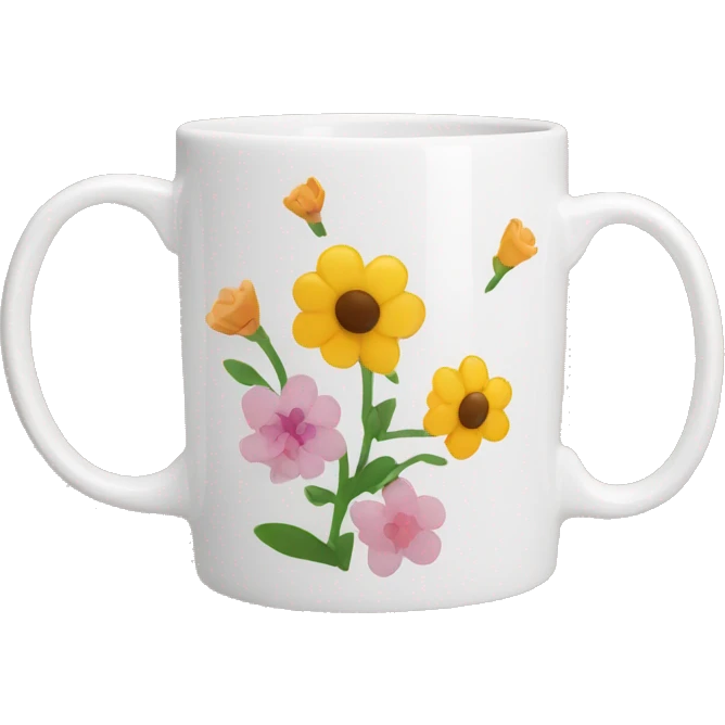 Coffee mug with flowers emoji