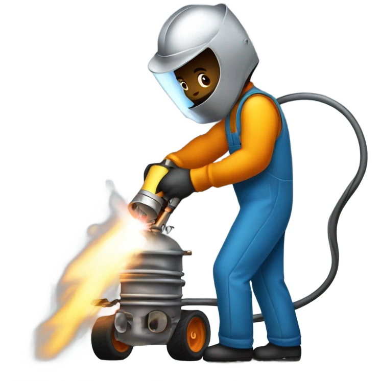 Welder welding a roll cage on a racecar emoji