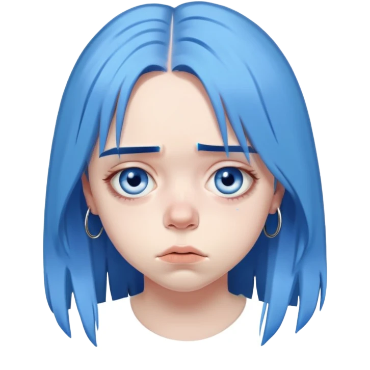 billie eilish blue hair sad look emoji