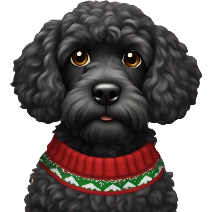black cockapoo in christmas jumper emoji