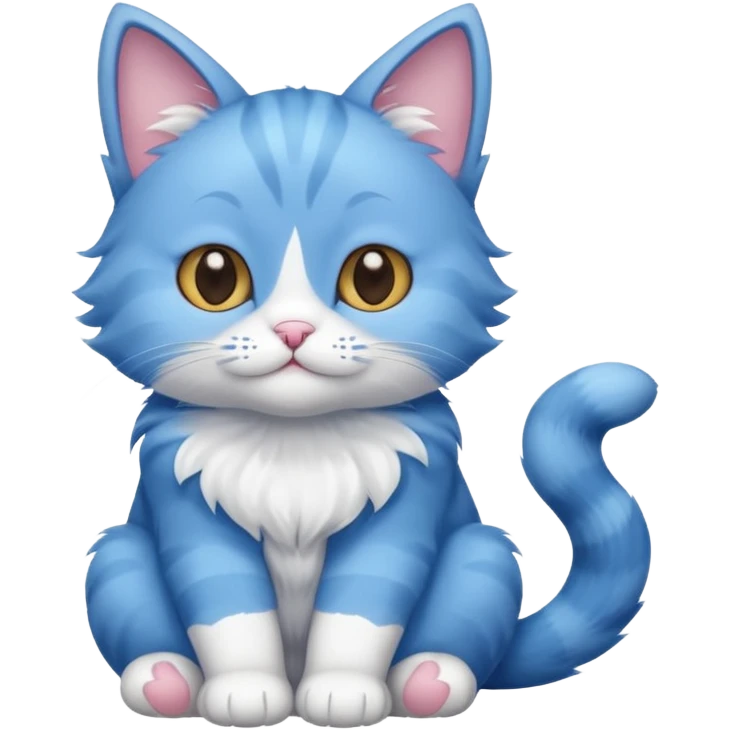 cute blue cat whole body emoji