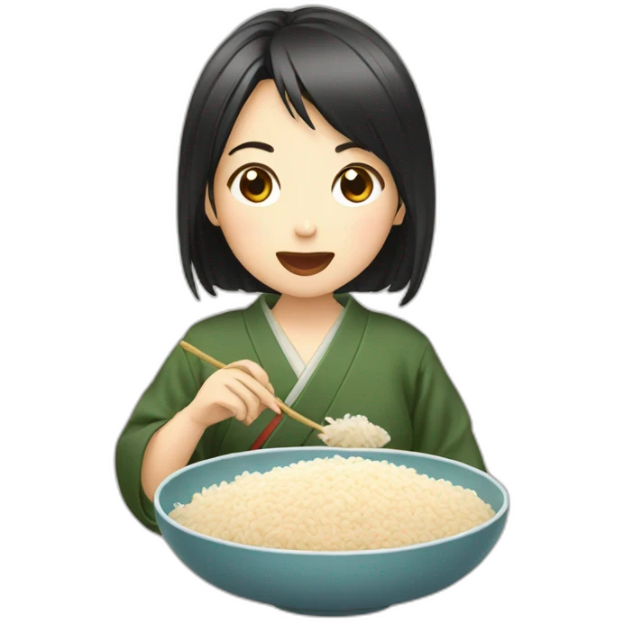 japanese girl eating rice emoji