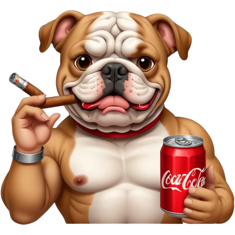 Bulldog with coke smoking a cigar emoji