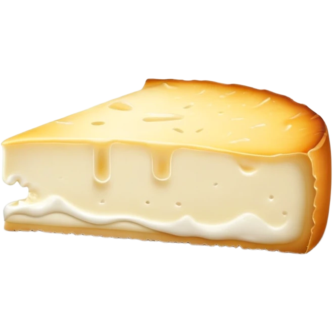 cinematic-realistic-brie-cheese-emoji,-featuring-a-creamy gooey center,-soft-ripened-cheese-with-a-delicate white rind-rendered-with-lifelike-detail-and-inviting,-natural-lightingwith a slice showing the gooey center emoji