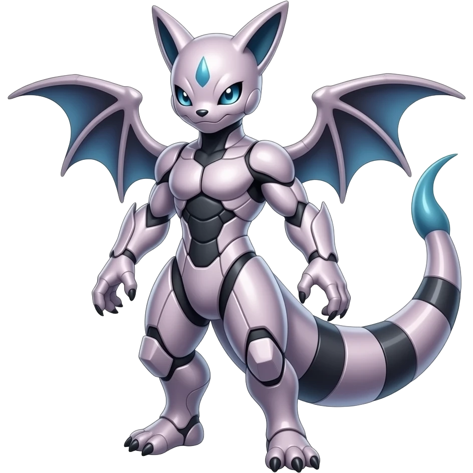 Cool Edgy Shiny Ethereal Monsterous Legendary Mewtwo-Renamon-Zeraora-Lombax-Genesect-hybrid full body emoji