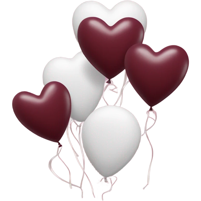 Maroon and white balloons and hearts  emoji