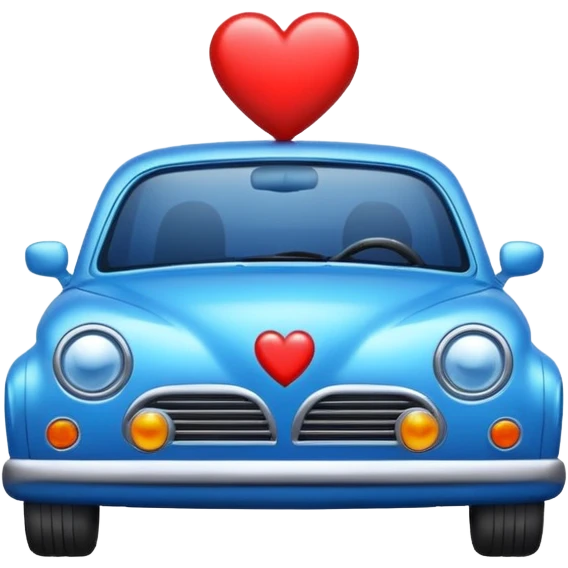 Blue car with heart emoji