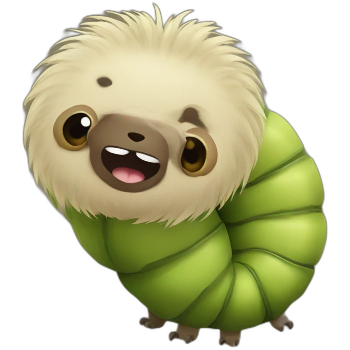 Caterpillar mixed with a sloth emoji
