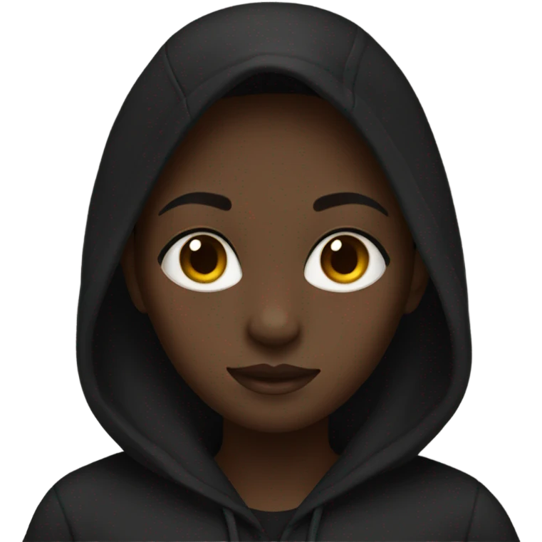 black girl wearing black hoodie emoji