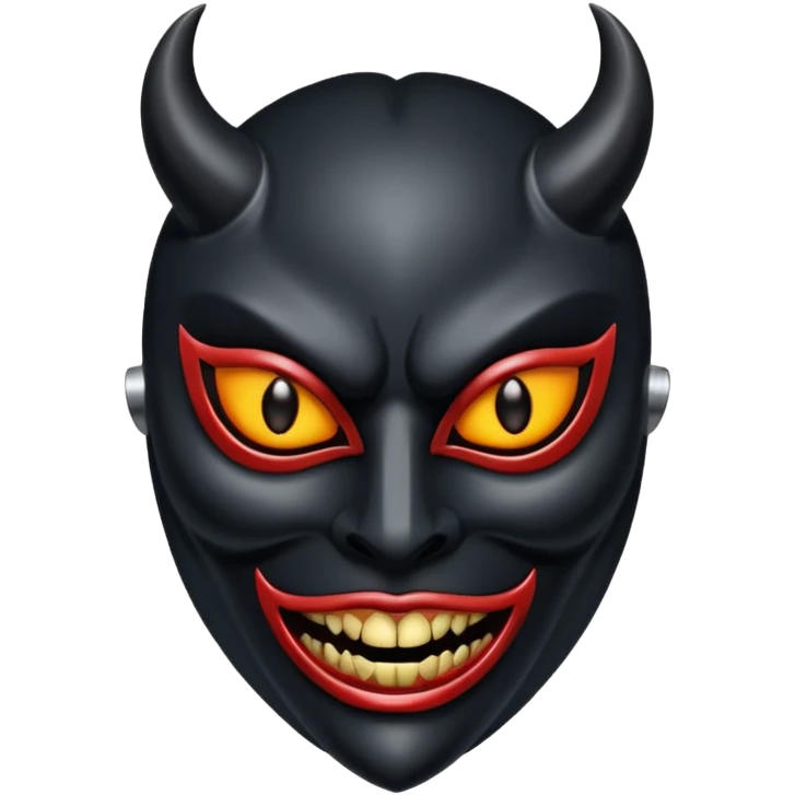 Demonic mask with subtle erotic curves, polished obsidian, lust and fear emoji