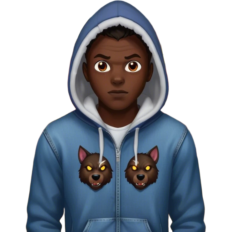 KSI at a barn in the middle of the night and a werewolf is behind him￼ emoji