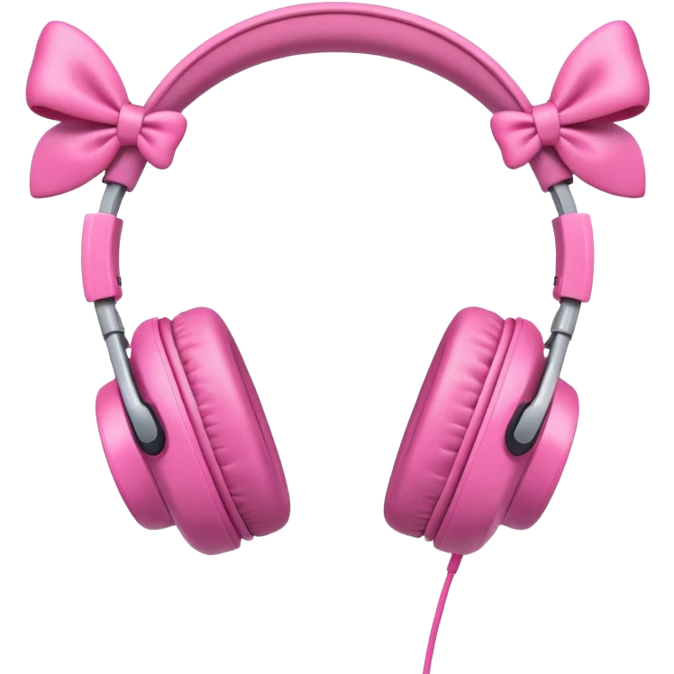 pink headphones with bows, cheerful and fun emoji style emoji